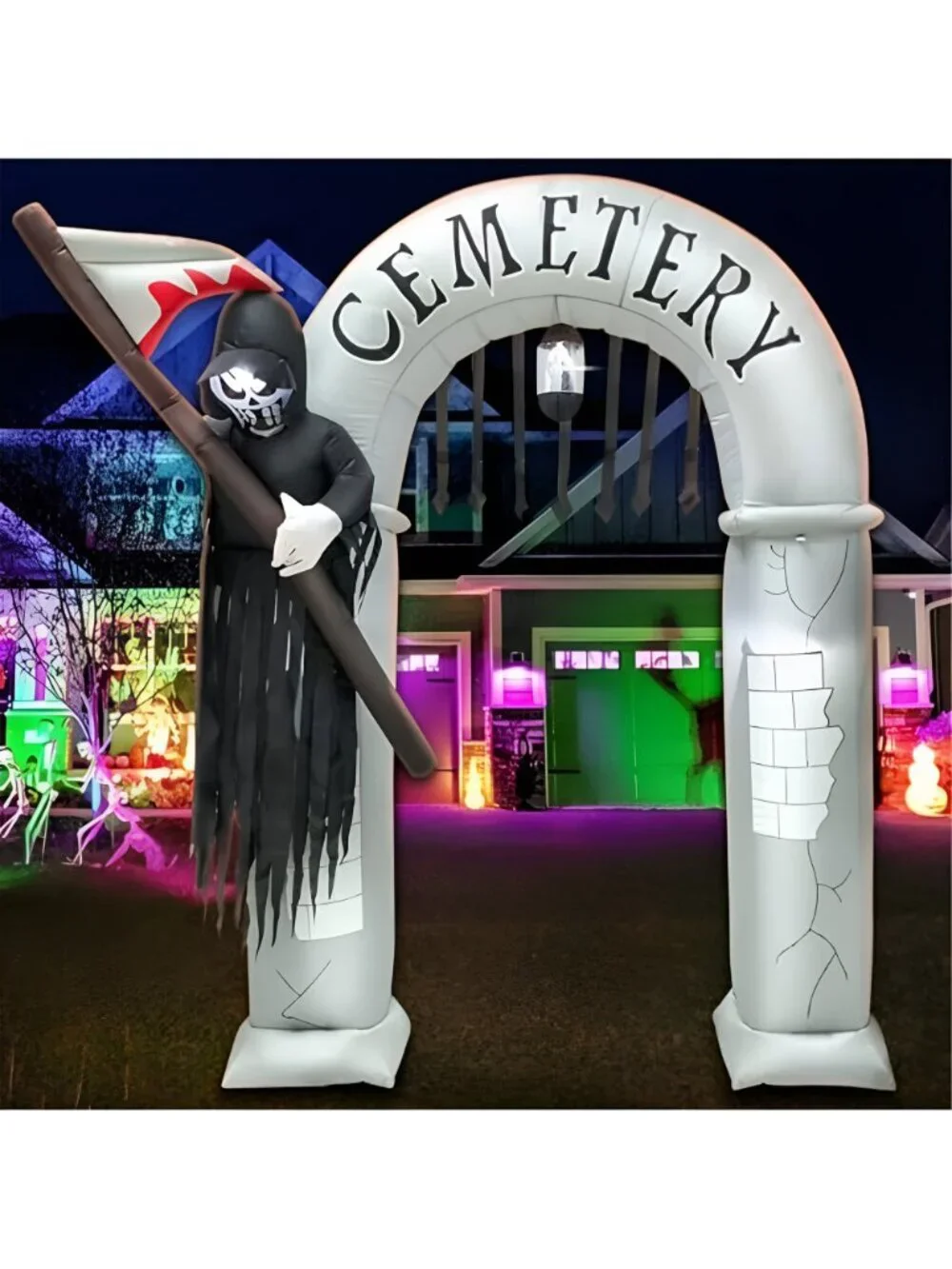 8FT Halloween Inflatables Archway Decoration with Led Light Spooky Scary